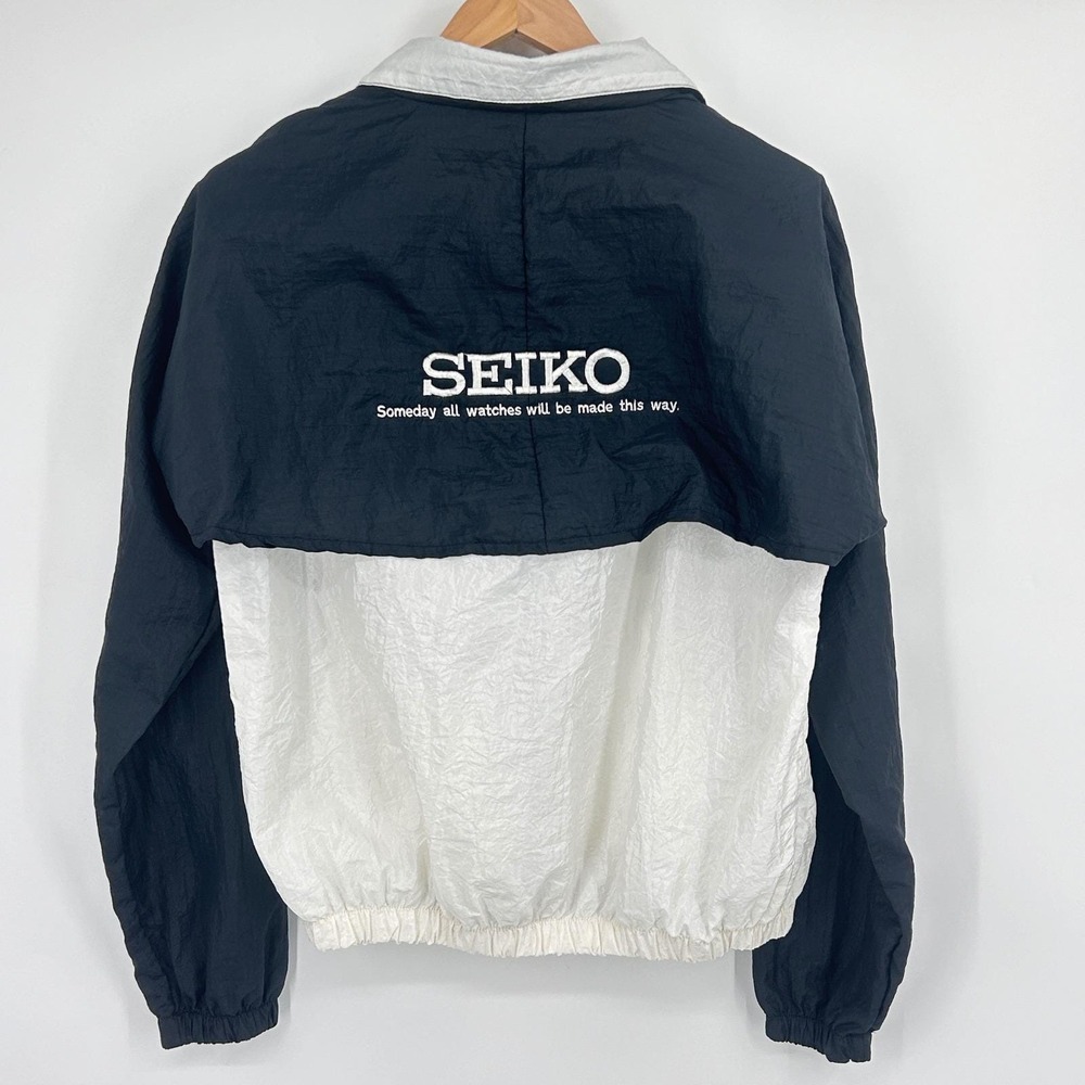 Vtg 90s SEIKO Windbreaker Mens Medium Jacket Watch Promo‎ Augusta Made in USA